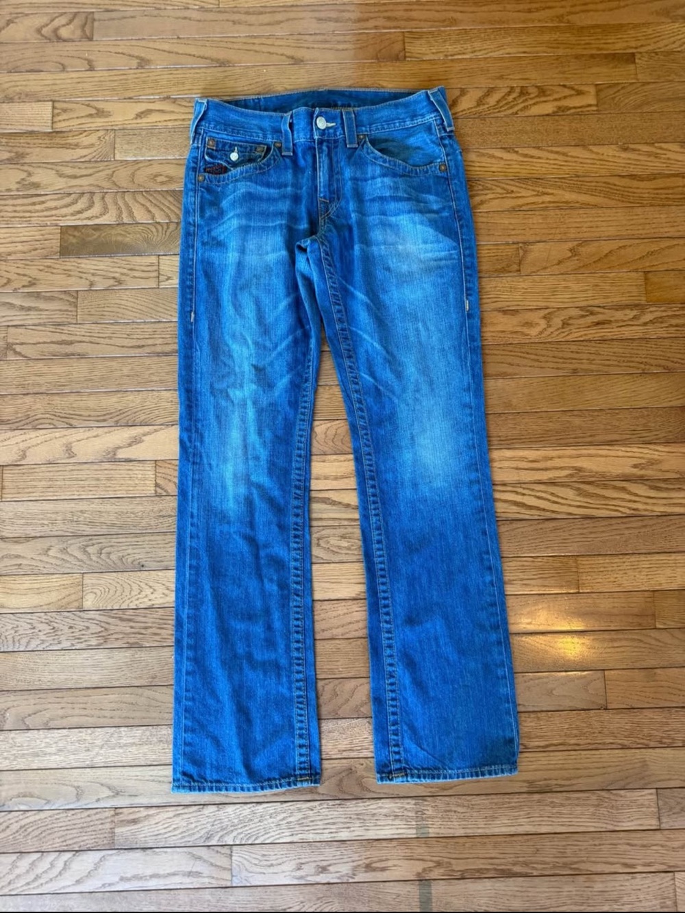 True Religion Men's Blue Straight-Leg Jeans